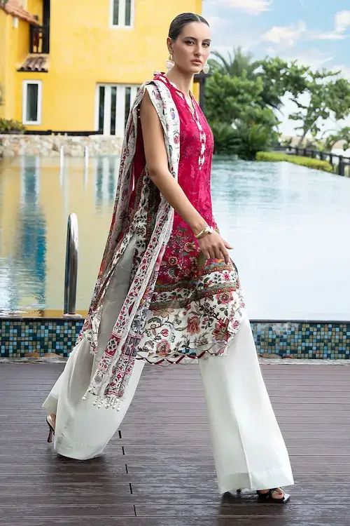Ideas by Gul Ahmed Eid Edit Luxury Lawn Suit with Silk Dupatta